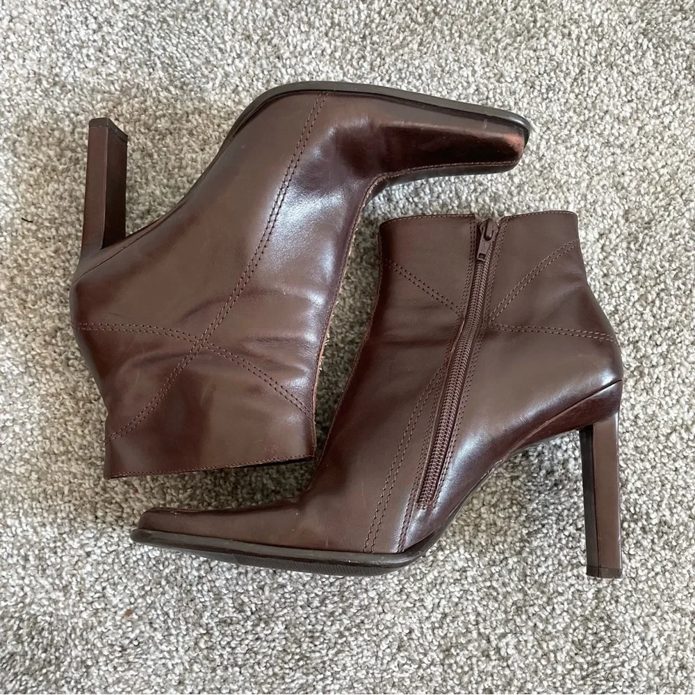 Vintage Diba Y2K Square Toe Ankle Boots Women’s 9 Brown Leather Western Boho - Picture 9 of 12